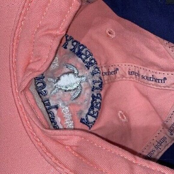 Simply Southern Women's Pink Blue Keep It Preppy Sea Turtle Strap Back Cap OS - Picture 6 of 8